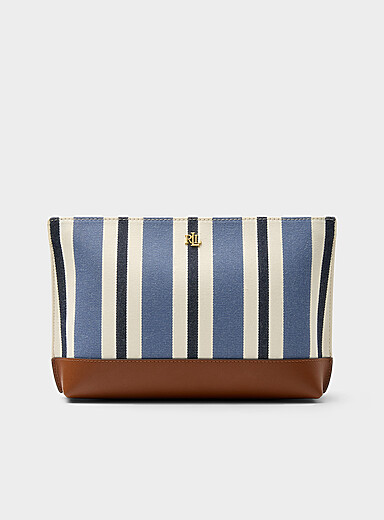Seaside stripe woven fabric cosmetics clutch