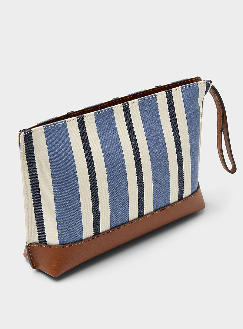 Seaside stripe woven fabric cosmetics clutch product image 2