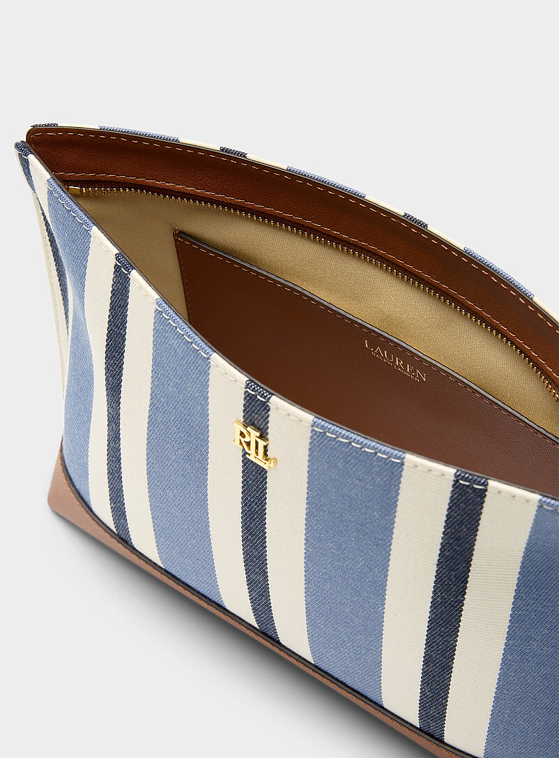 Seaside stripe woven fabric cosmetics clutch product image 3