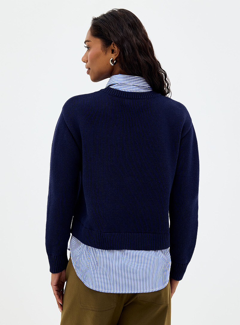Layered effect striped poplin sweater product image 3