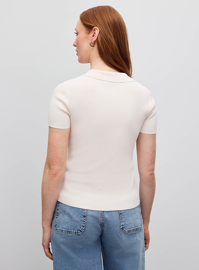 Johnny collar ribbed cream-coloured sweater product image 2