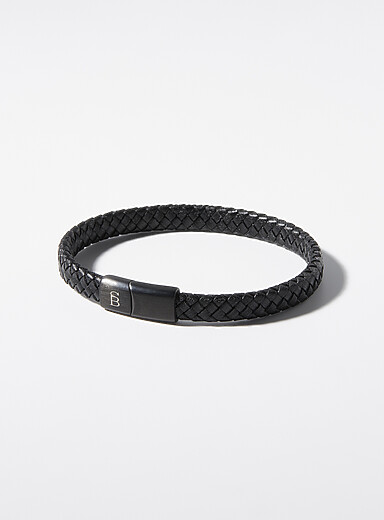 Le bracelet cuir tress&eacute; noir int&eacute;gral