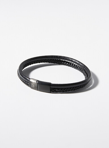 Le bracelet deux rangs cuir noir