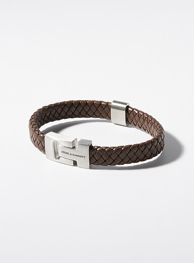 Le bracelet cuir tress&eacute; brun
