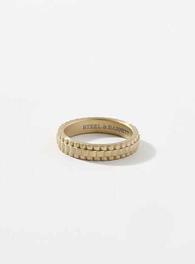 Steel & Barnett Golden Yellow Nova textured ring for men