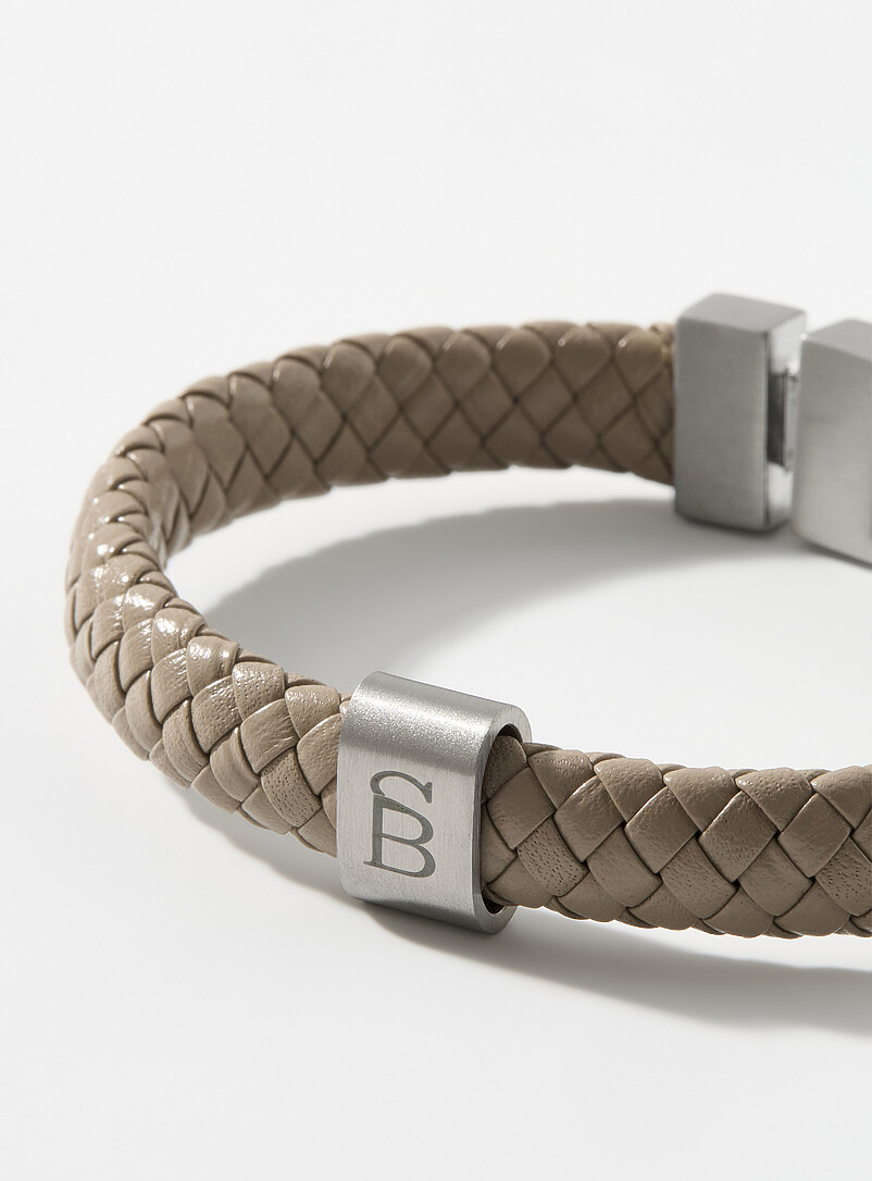 theory☆Braided LTR Braided Bert Monochrome braided leather bracelet | Steel & Barnett | Men's