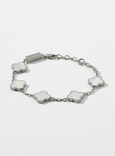 Steel & Barnett: Le bracelet tr&egrave;fles g&eacute;o <b>Offert en exclusivit&eacute; chez Simons</b> Blanc cass&eacute; pour homme