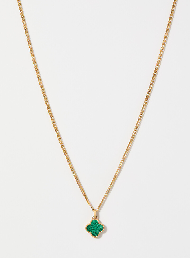 Steel & Barnett Mossy Green Natural stone geo clover necklace <b>Available exclusively at Simons</b> for men