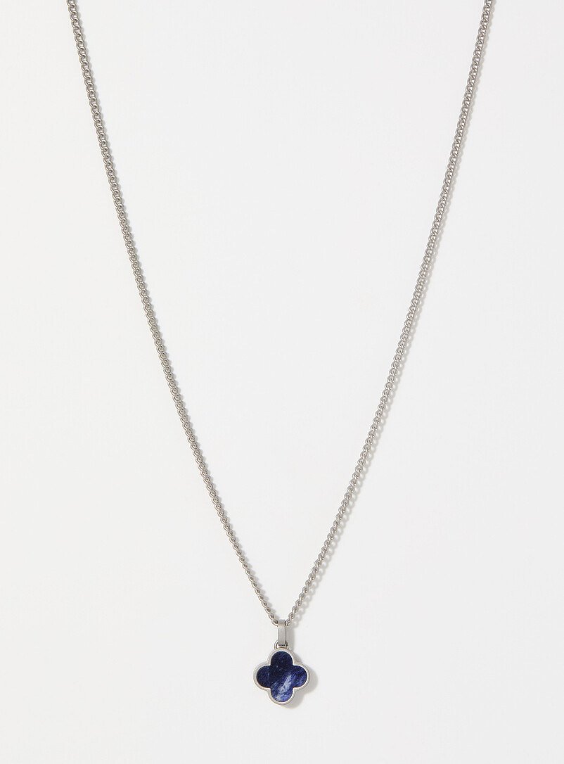 Steel & Barnett Mossy Green Natural stone geo clover necklace <b>Available exclusively at Simons</b> for men