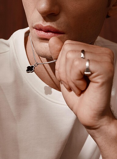 Natural stone geo clover necklace <b>Available exclusively at Simons</b>