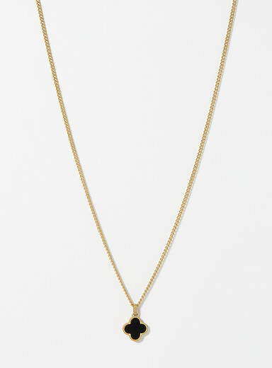 Le collier tr&egrave;fle g&eacute;o pierre naturelle <b>Offert en exclusivit&eacute; chez Simons</b>