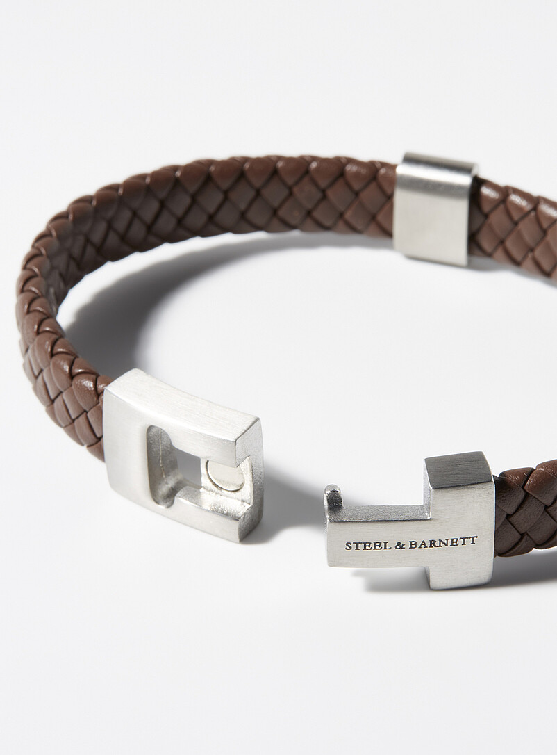 Brown braided leather bracelet product image 2