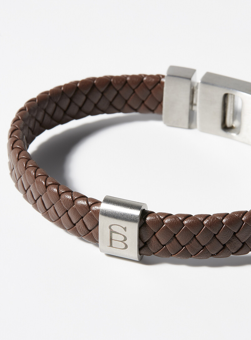 Brown braided leather bracelet product image 3
