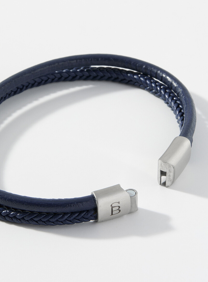 Blue leather two-row bracelet product image 2