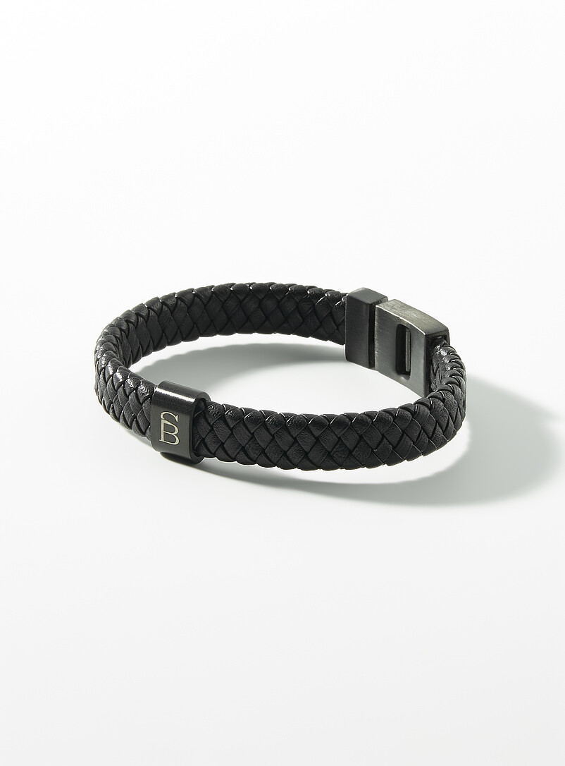 Monochrome braided leather bracelet product image 2