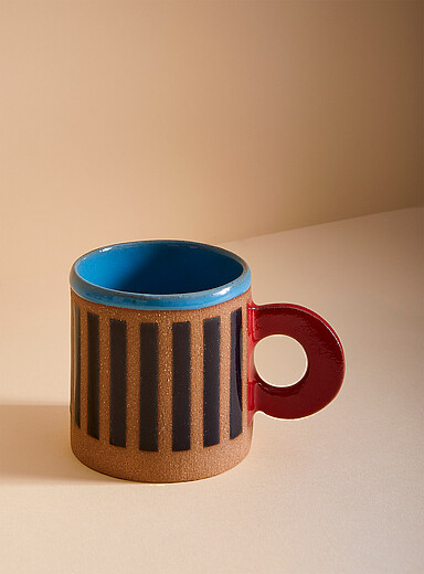 MonsieurKoukido White Colourful stripes mug