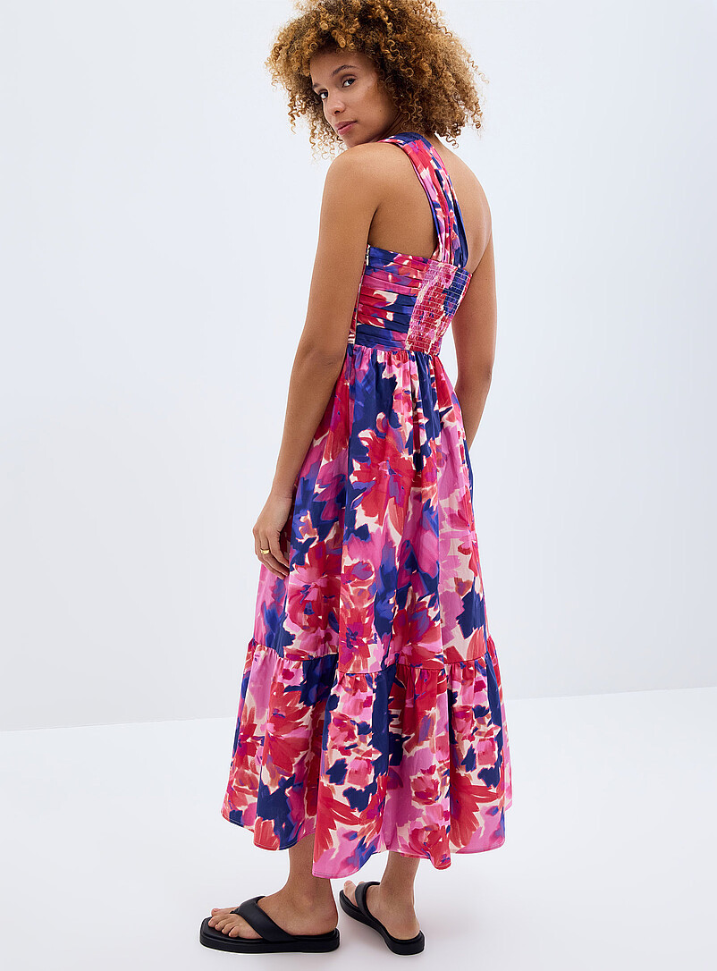 LUCY PARIS: La robe bretelle solo punch aux fleurs Rose assorti pour femme