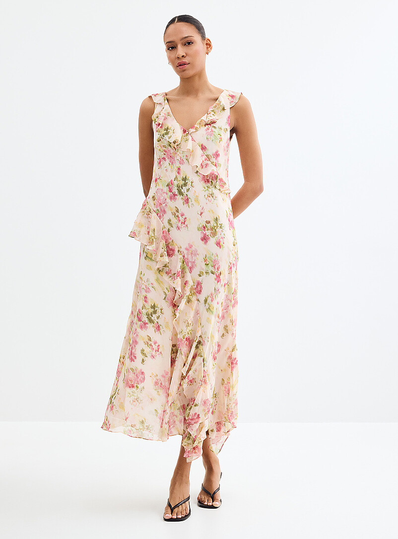 Blooming Rose Garden Ruffled Dress