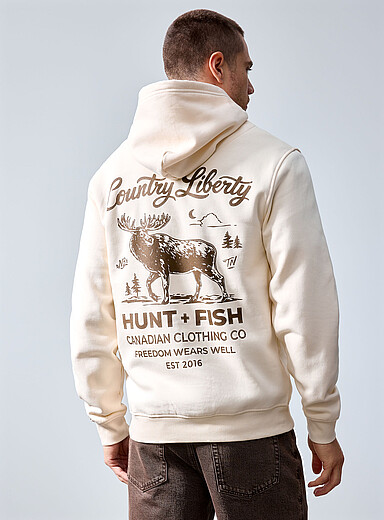 Country Liberty Ivory/Cream Beige Wilderness hoodie for men