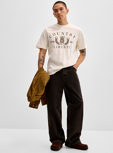 Country Liberty Ivory/Cream Beige Cowboy Club T-shirt for men