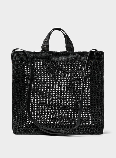 Braided raffia straw tote