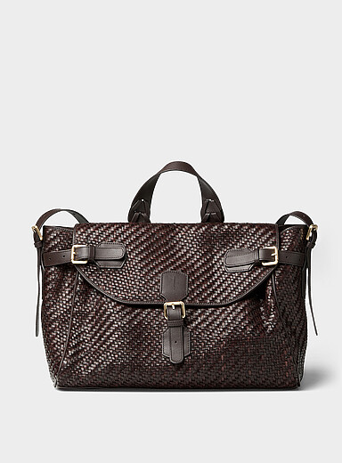 Braided leather messenger bag