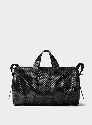 Le sac polochon cuir tress&eacute;