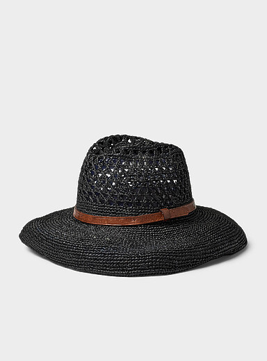 Soa belted crocheted raffia hat