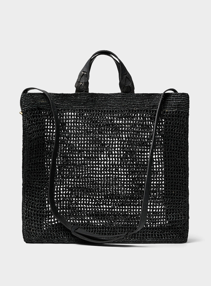 Braided raffia straw tote product image (primary)