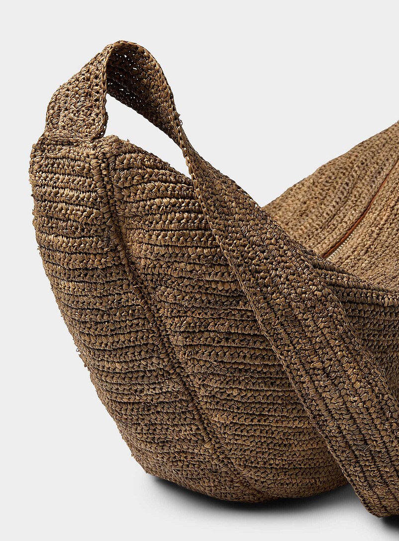 Braided raffia straw half-moon bag product image 2