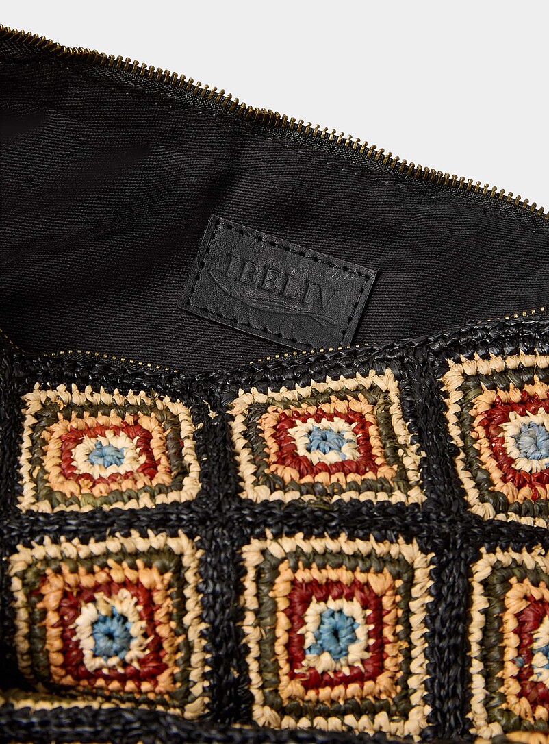 Mosaic braided raffia straw pocket product image 3