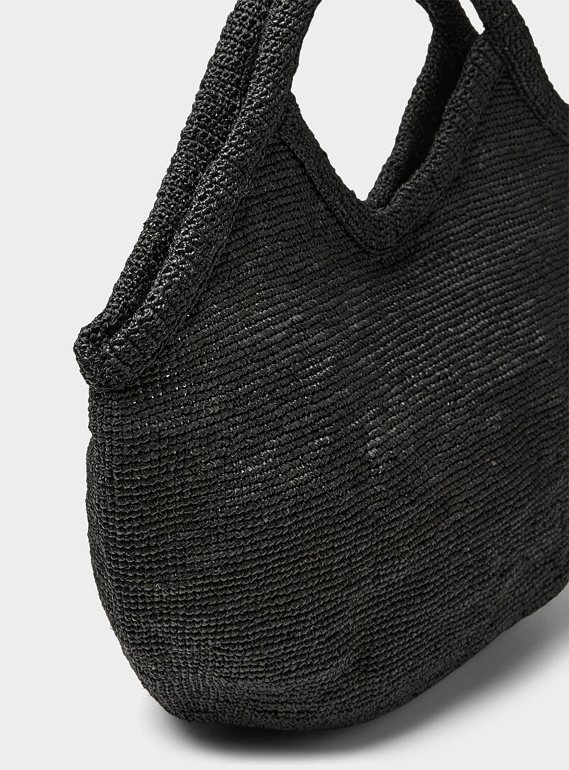 Pure black braided raffia XXL tote bag product image 2