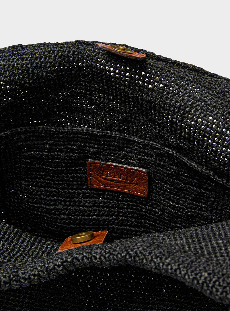 Pure black braided raffia XXL tote bag product image 3