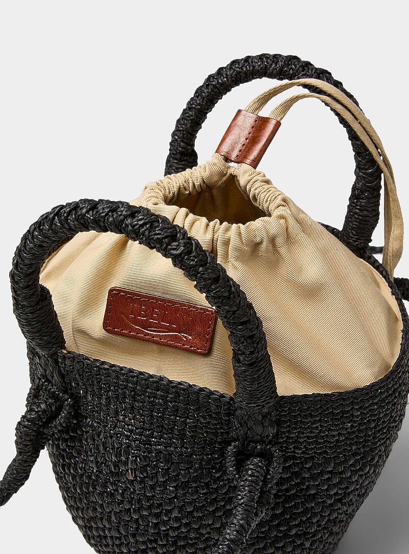 Arona black braided raffia mini bucket bag product image 3