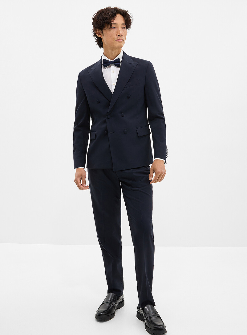 Double-breasted navy jacket Wool weave by Marlane Reykjavik fit