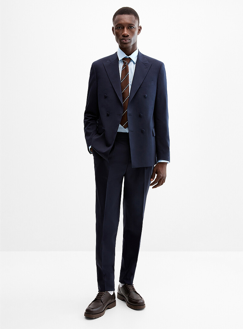Double-breasted navy suit jacket Wool weave by Marlane Reykjavik fit - Semi-slim product image 2