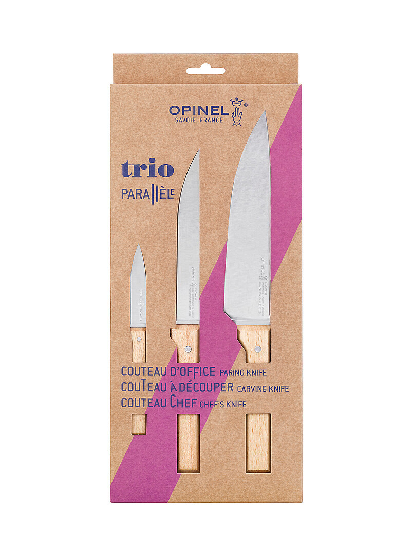 Parallèle Trio beech wood box set 3-knife set product image (primary)