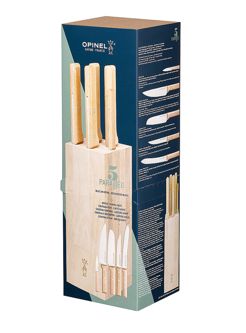 Parallèle bread beech wood block Set of 5 knives product image (primary)