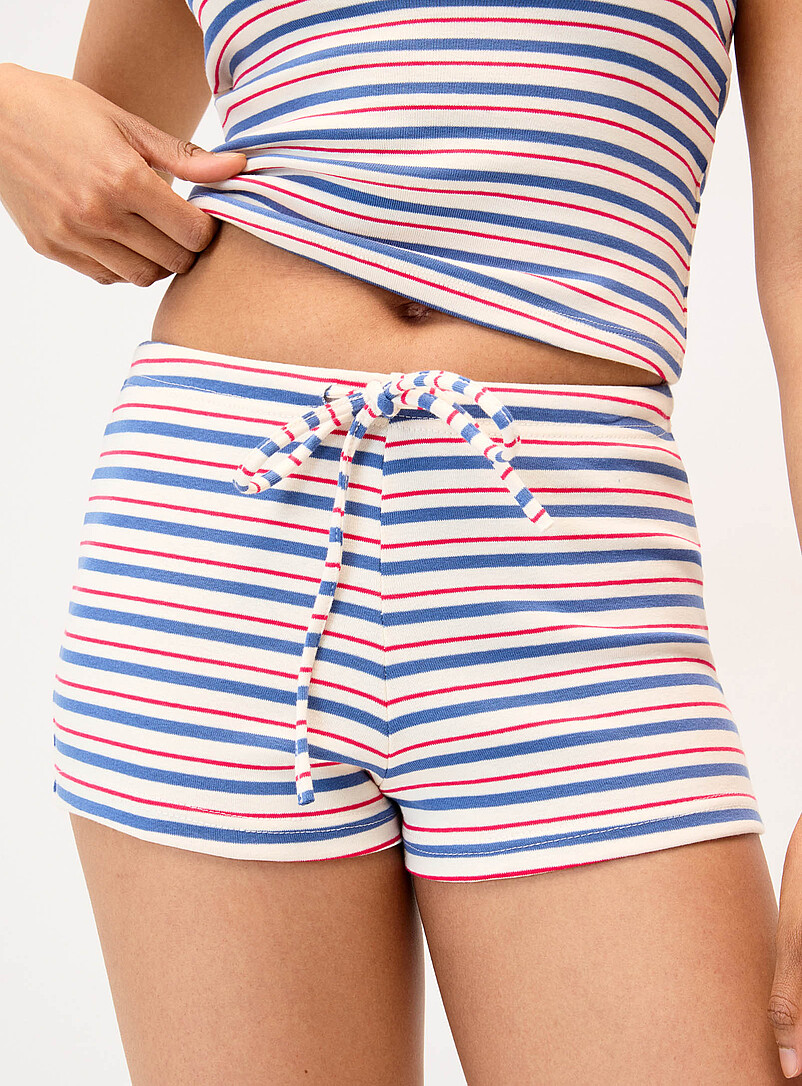 Twik: Le microshort rayures mixtes Noir &agrave; motifs pour femme