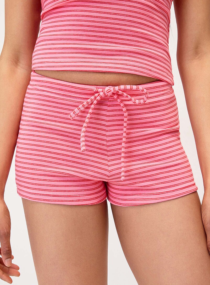 Twik: Le microshort rayures mixtes Noir &agrave; motifs pour femme