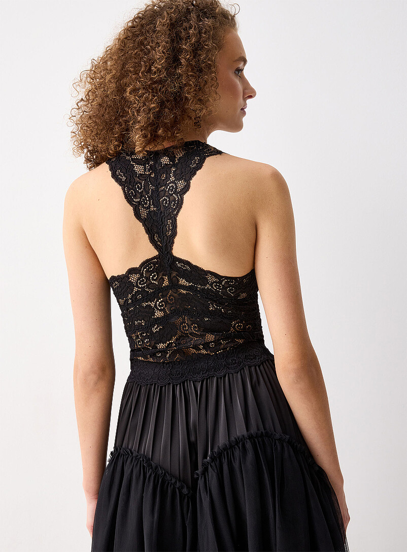 Twik: La camisole dos nageur dentelle Rose pour femme