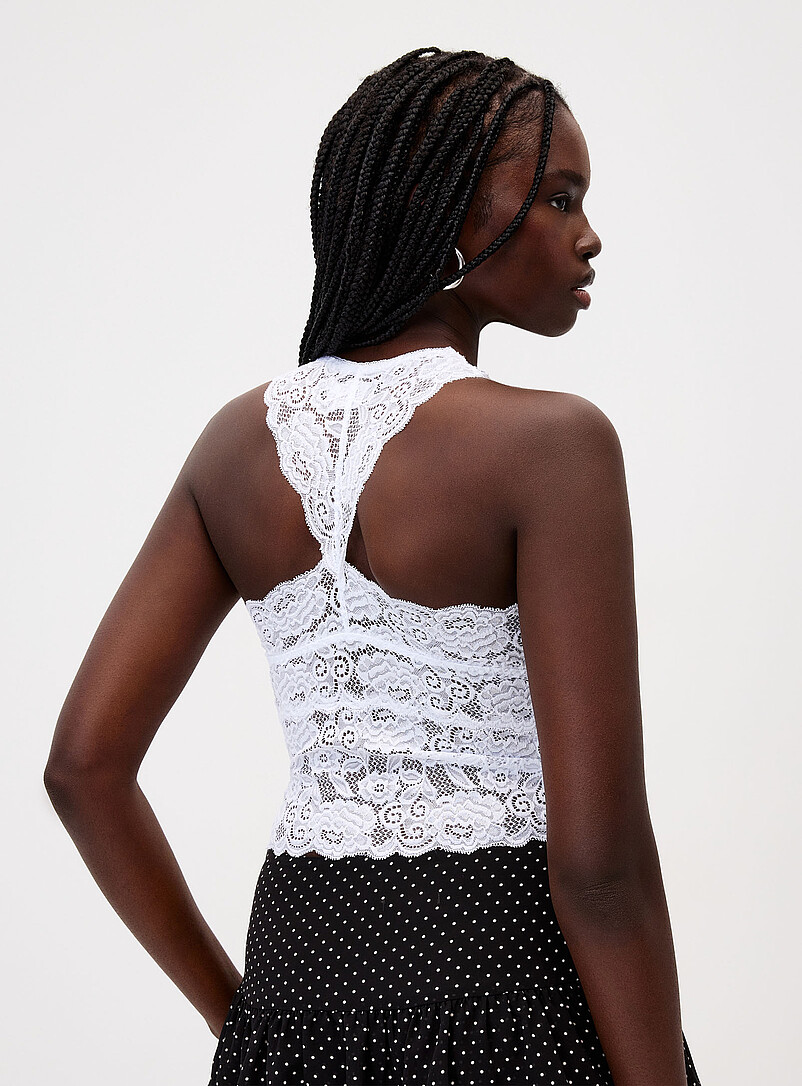 Twik: La camisole dos nageur dentelle Rose pour femme