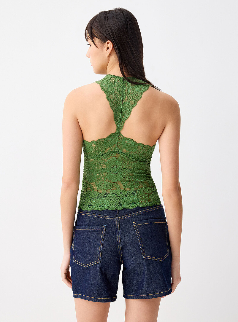 Twik: La camisole dos nageur dentelle Rose pour femme