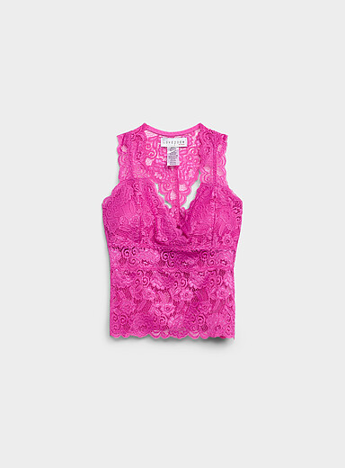 Twik: La camisole dos nageur dentelle Rose pour femme
