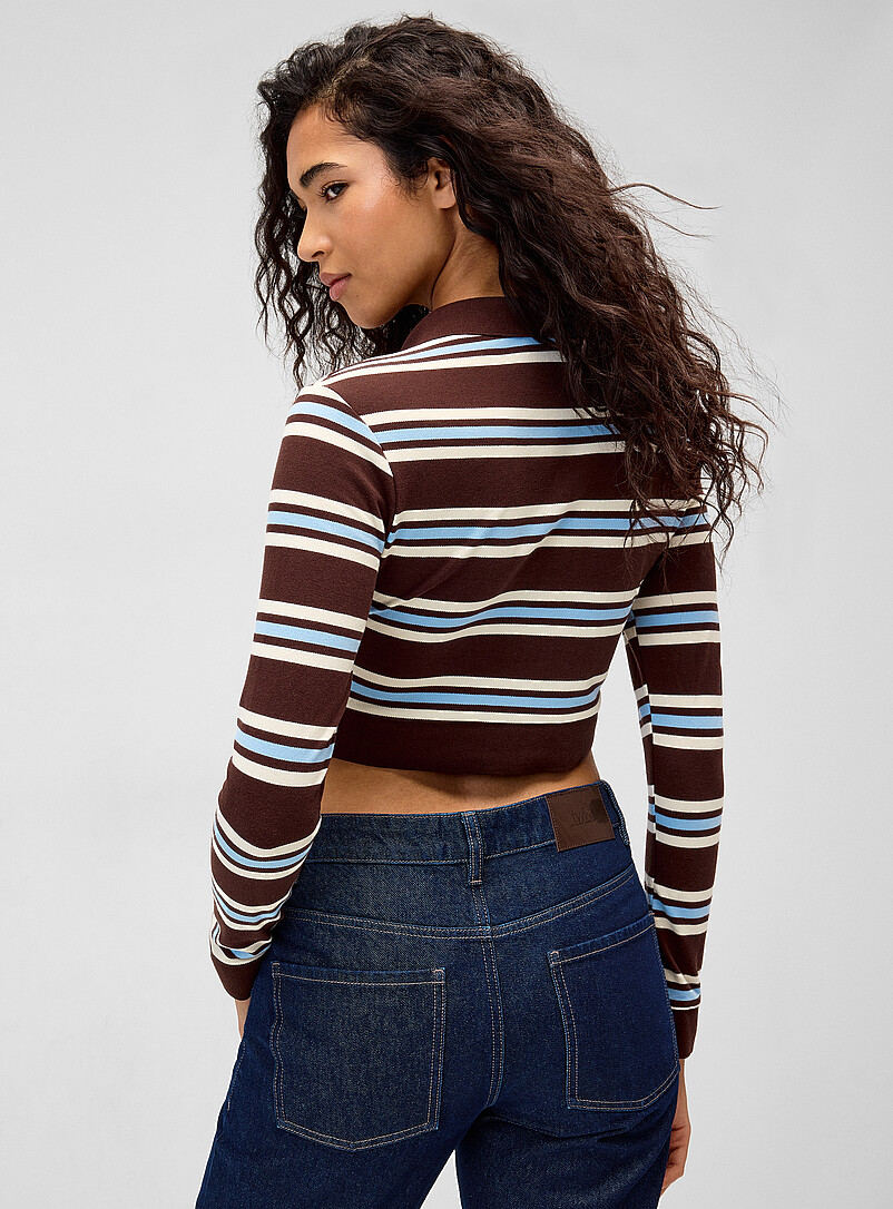 Mixed stripes cropped polo shirt | Twik | | Simons