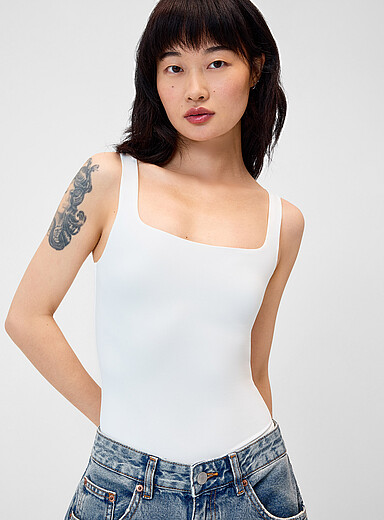 Twik White Seamless bodysuit for women