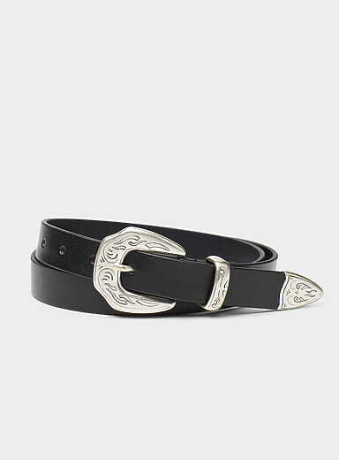 La ceinture western &eacute;troite cuir v&eacute;ritable