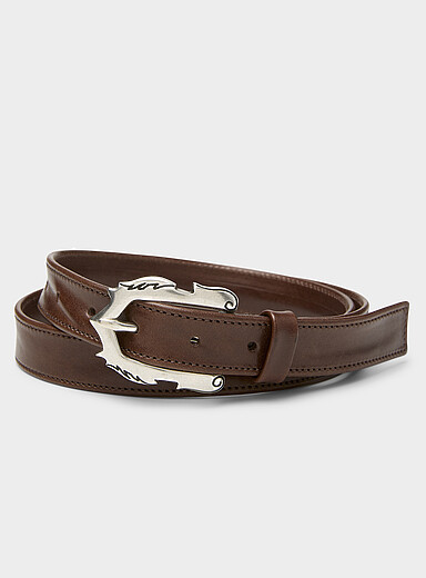 Flame-buckle skinny belt