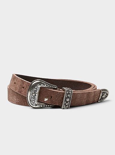 Western terracotta skinny belt