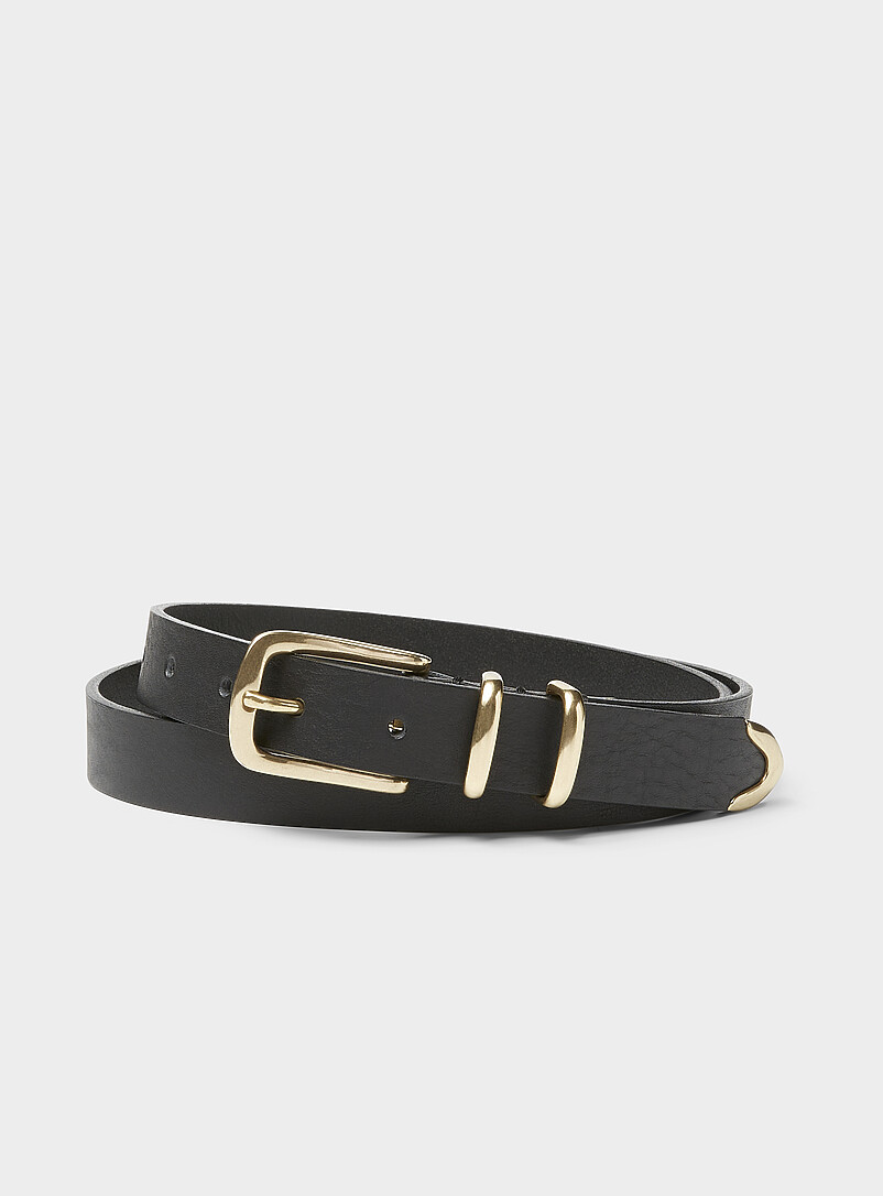 Two Gold Loops Leather Belt